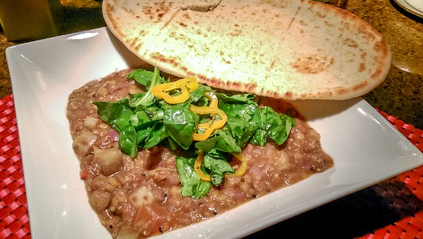 Food 2015 Spiced lentil stew with summer vegetables and toasted naan #blueapron