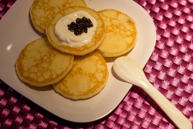 20160326-food-005 blini with creme fraiche and caviar