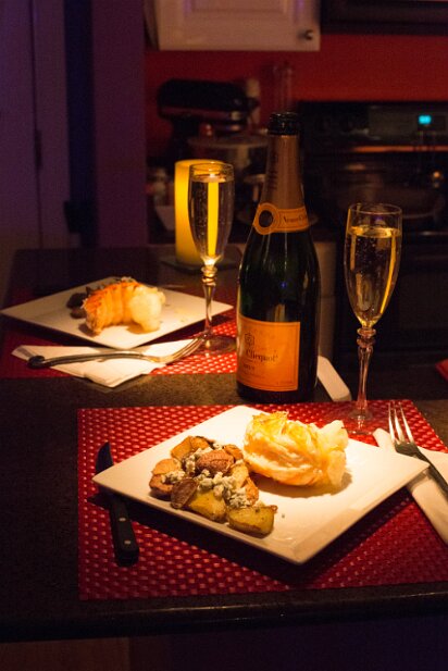 Valentine's Day 2014 Steamed lobster tail with roasted fingerling potatoes and blue cheese